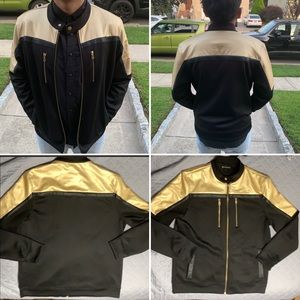 Black and Gold Leather Lightweight Jacket